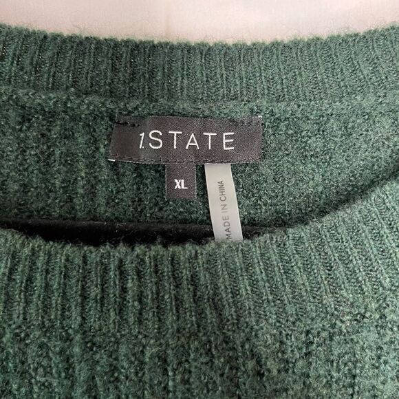 1. State Women’s XL Windsor Moss Balloon Sleeve Crew Neck Sweater NWT - Picture 6 of 9